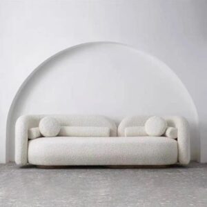Luxury Double-Arch Bouclé Sofa - White 3 Seater